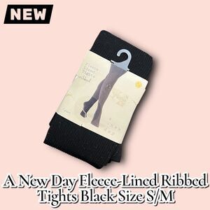 NEW Womens A New Day Fleece-Lined Ribbed Tights Black Size S/M